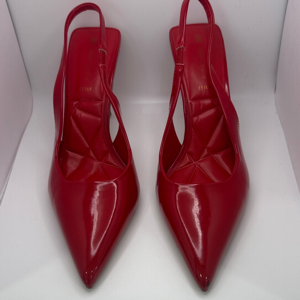Anne Klein Red Patent Pointed-Toe Slingback Pumps